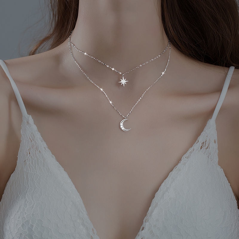 Celestial Embrace Necklace in Luminous Silver