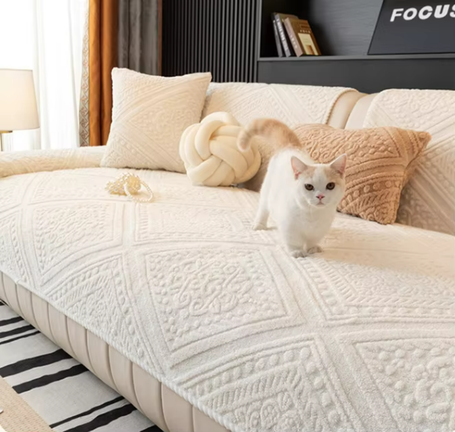 Plush Velvet Sofa Protector with Non-Slip Backing