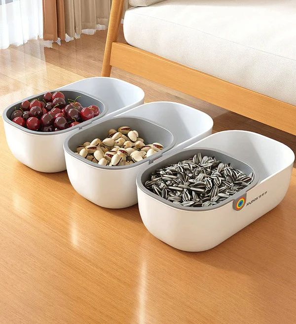 Dual Snack Bowl with Waste Compartment | 2-Tier Snack Organizer