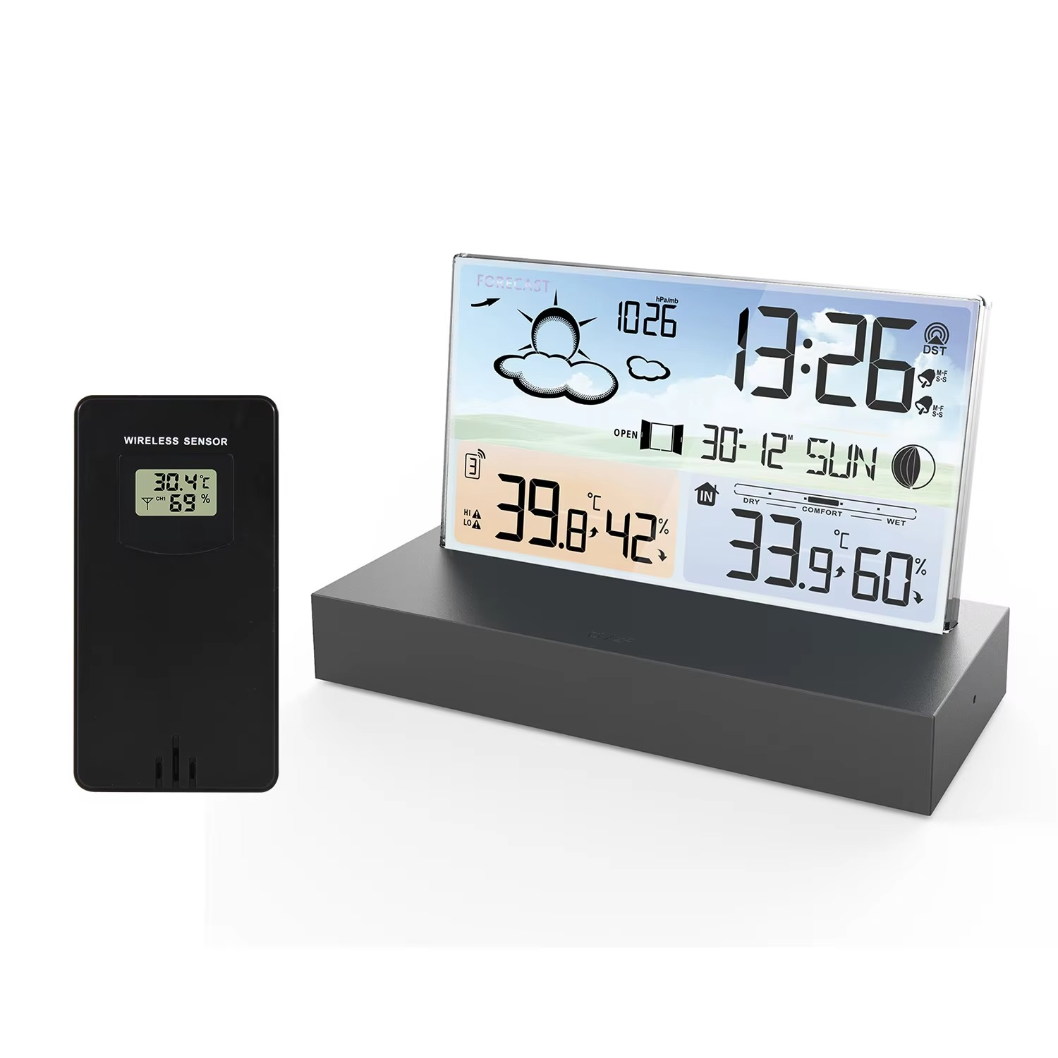 Smart Acrylic Desk Clock with Alarm & Temperature Readout