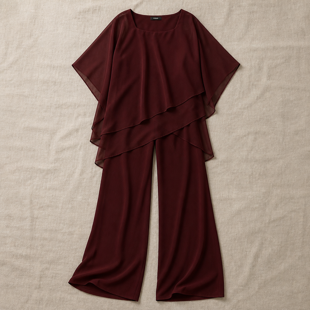 LumaVieve™ – Sleek Asymmetric One-Shoulder Two-Piece Set with High-Rise Pants