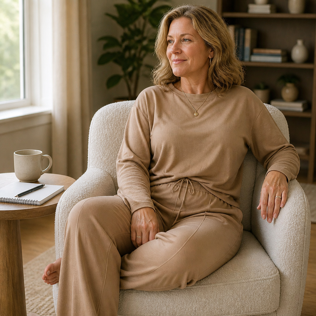 ElysianEase™ – Comforted Long Sleeve Shirt & Wide-Leg Trousers Set