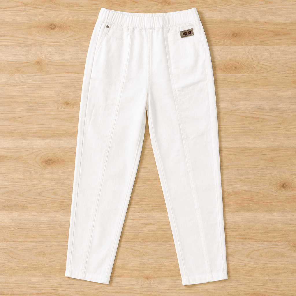 VeloraEase™ – Relaxed Tapered Cotton Pants with Elastic Comfort Waist