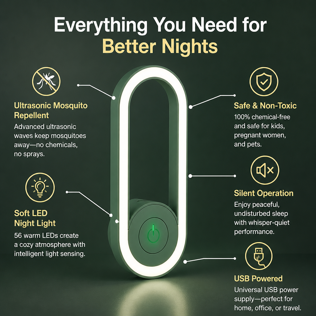 MosquiSafe™ — Sleep Peacefully with Silent, Chemical-Free Mosquito Protection