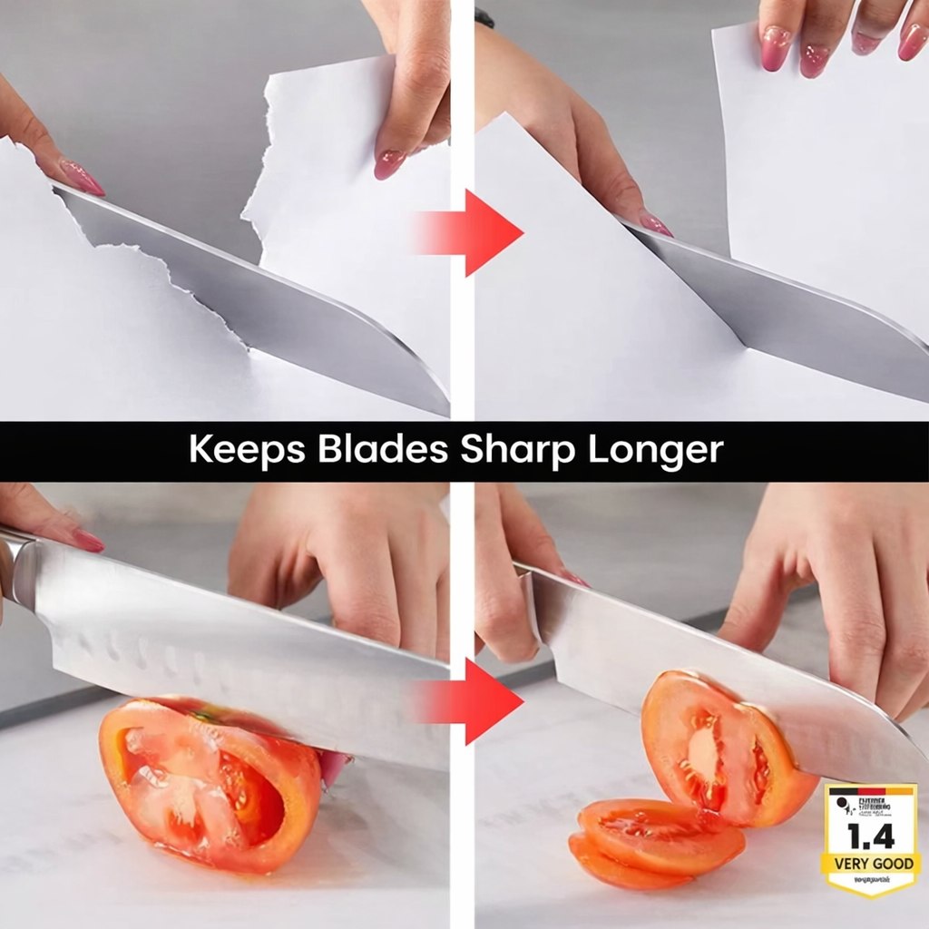 Knife Sharpener | Two-Stage Honing | Stable Guide Slots | Improved Cutting Efficiency