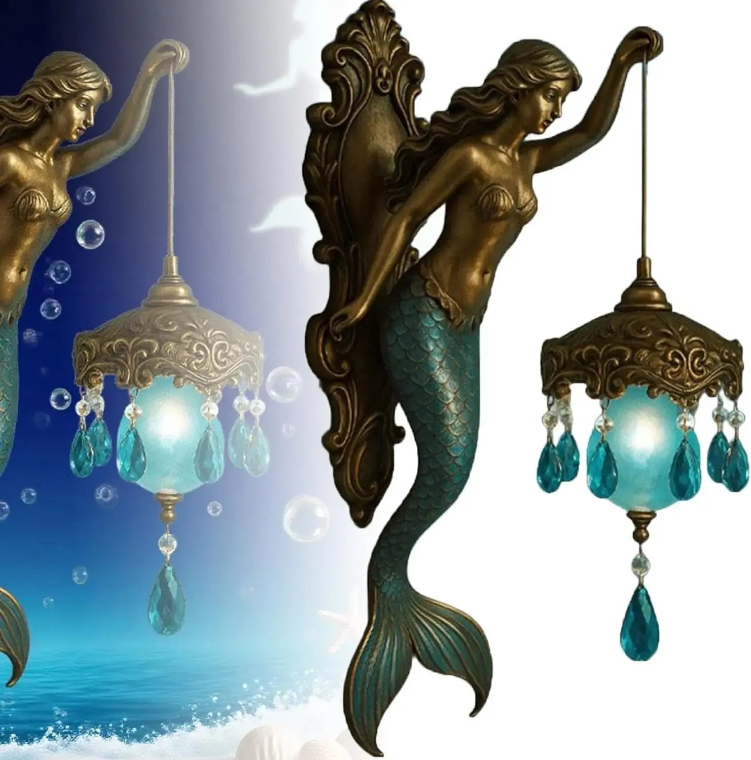 Baroque Style Mermaid Wall Lamp – Enchanting Glow for Your Living Space