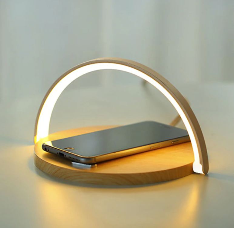 LED Nightstand Lamp Featuring Wireless Charging Pad