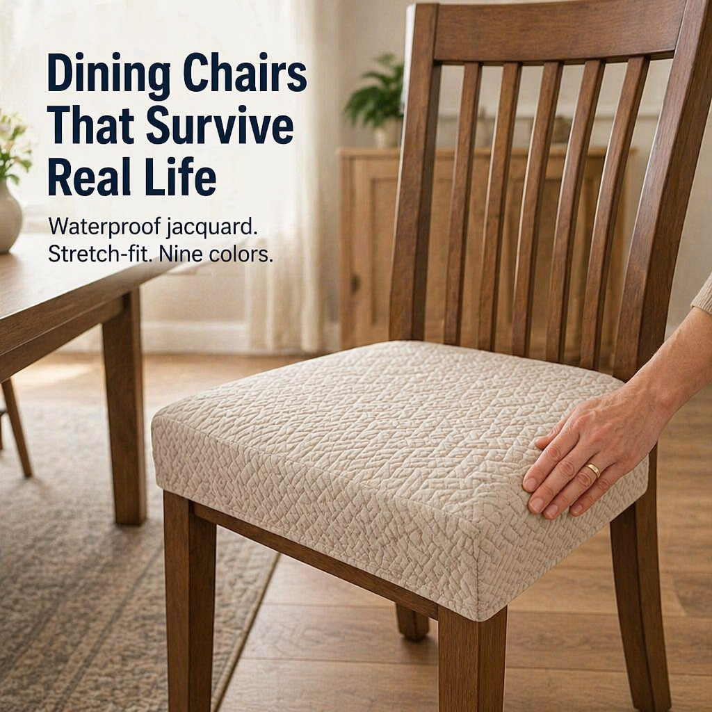 SlipGuard™ Jacquard Chair Covers — Protect Each Chair Against Spills, Stains & Sticky Fingers