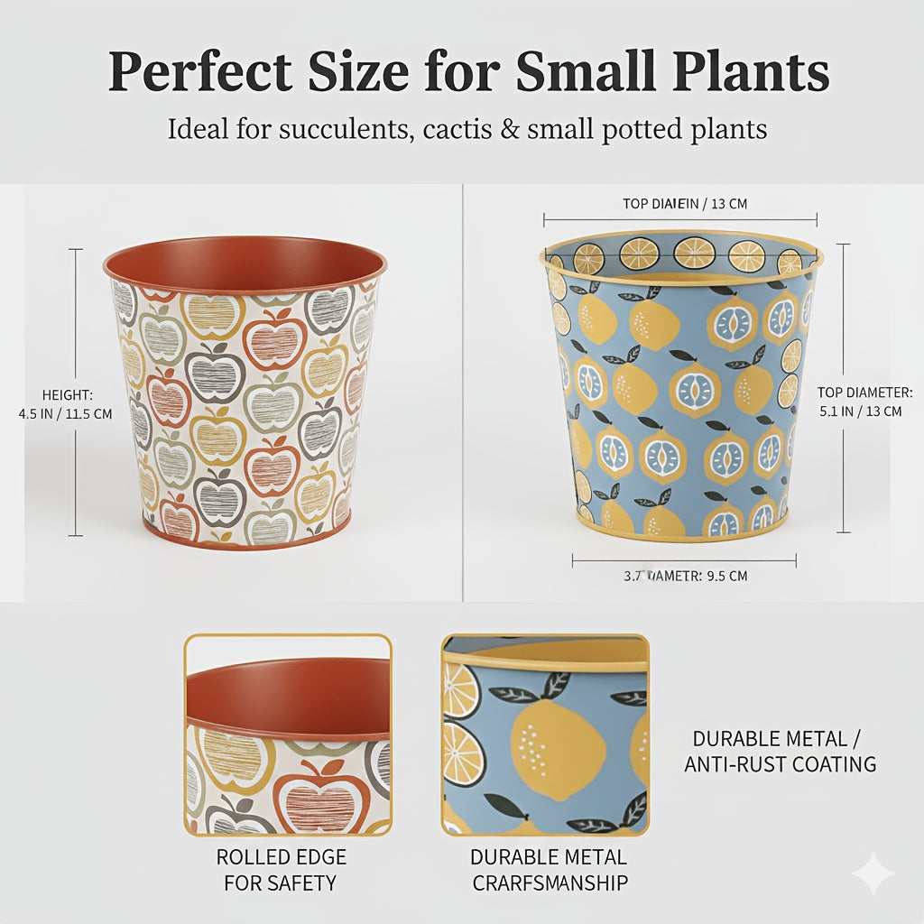 Charming Metal Planter Duo for Elegant Indoor Gardens