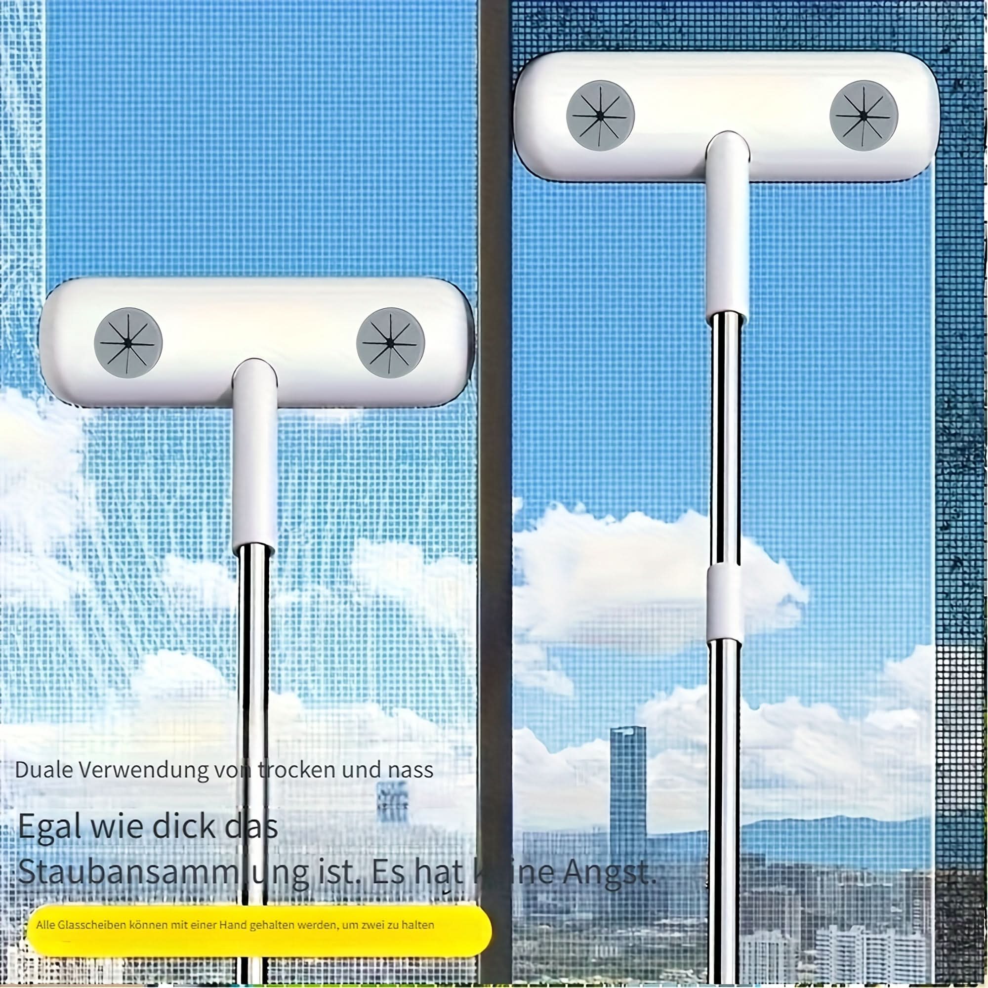 Retractable Window Cleaning Brush with Pet Hair Removal Feature