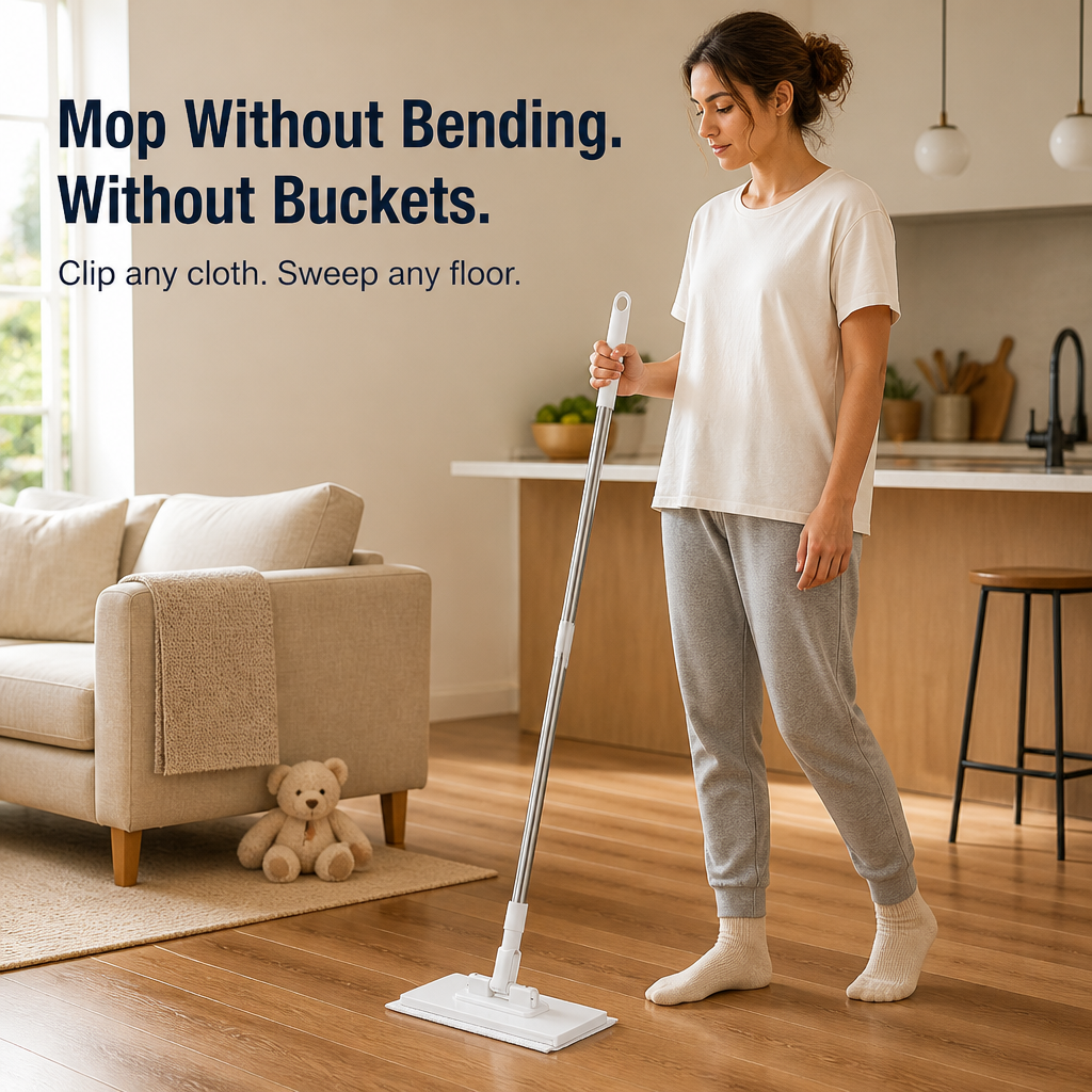 SwiftSweepPro™ — Clip to Any Fabric, Sweep Every Surface, Forget the Refill Lane Forever