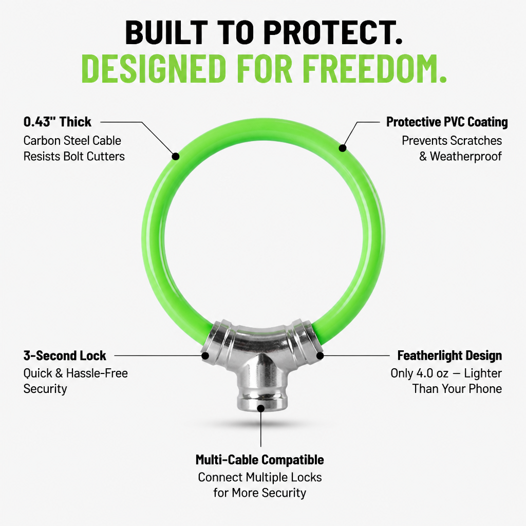 VeloShield™ Cable Lock — Feel Unbreakable Freedom Without the Bulk or Weight