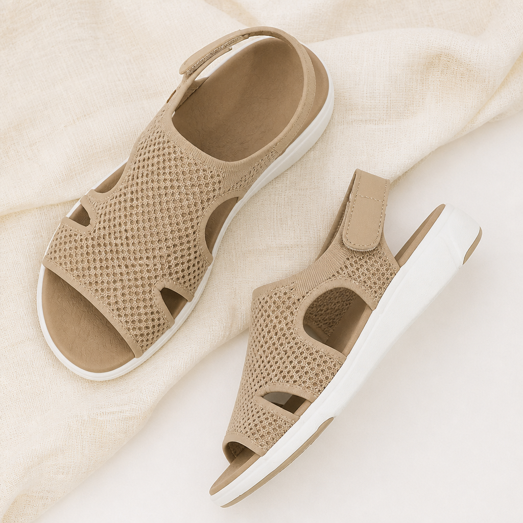 AeroLuxe™ – Padded Mesh Slingback Sandals with Velcro Closure