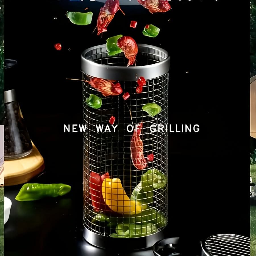 Stainless Steel Grill Basket for Rolling Cooking