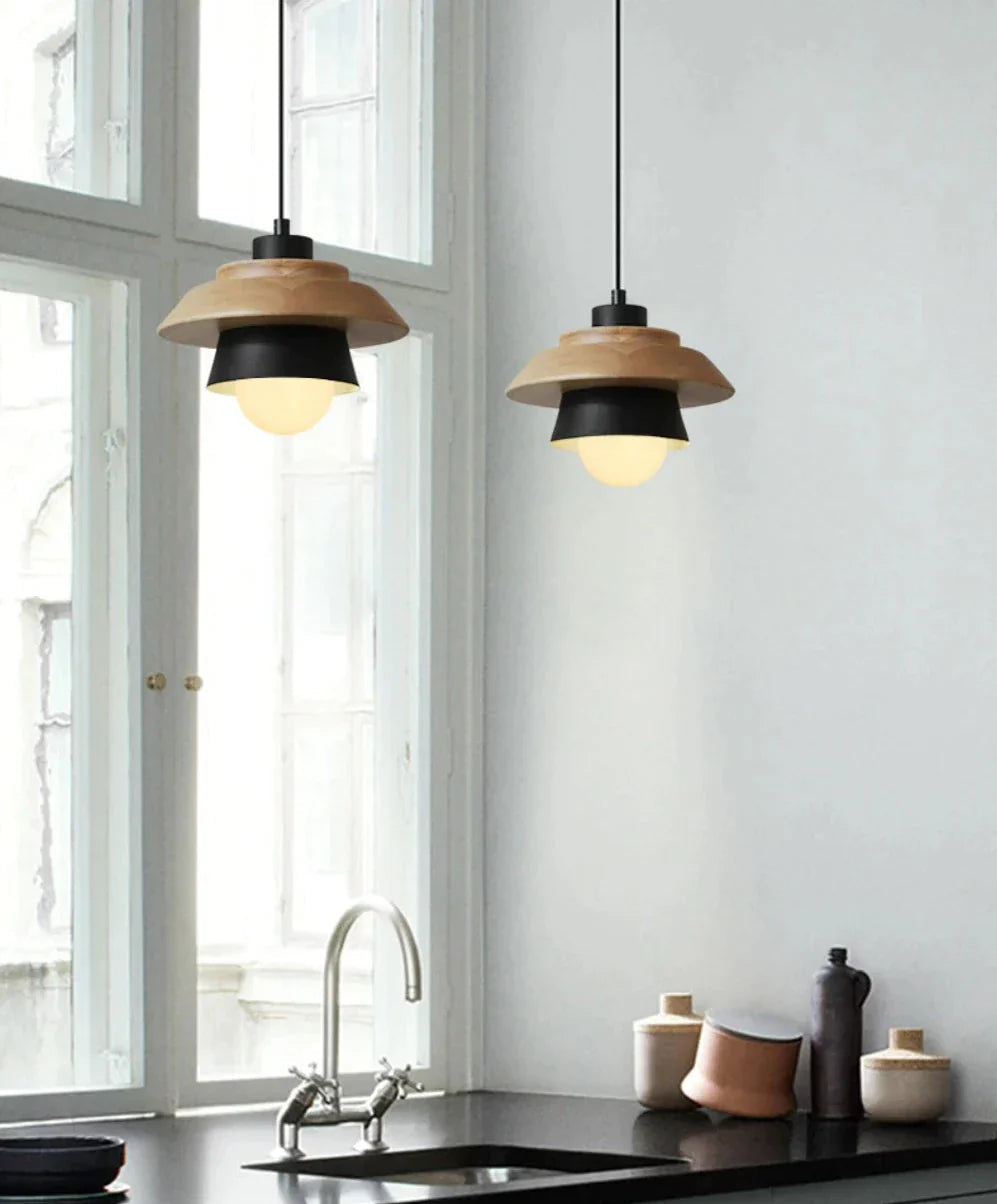 Scandinavian Hanging Wooden Lamp