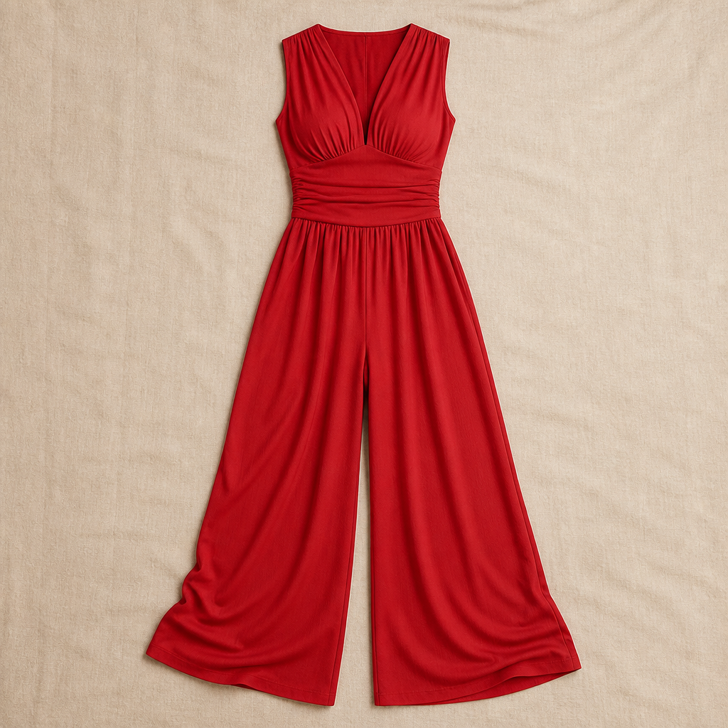 VeronaLuxe™ – Soft Ribbed Sleeveless Wide-Leg Jumpsuit