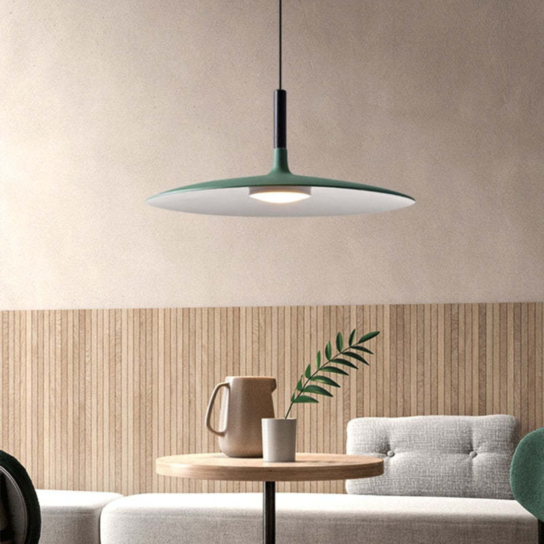 Contemporary White Metal Hanging Lamp – LED, Adjustable Height