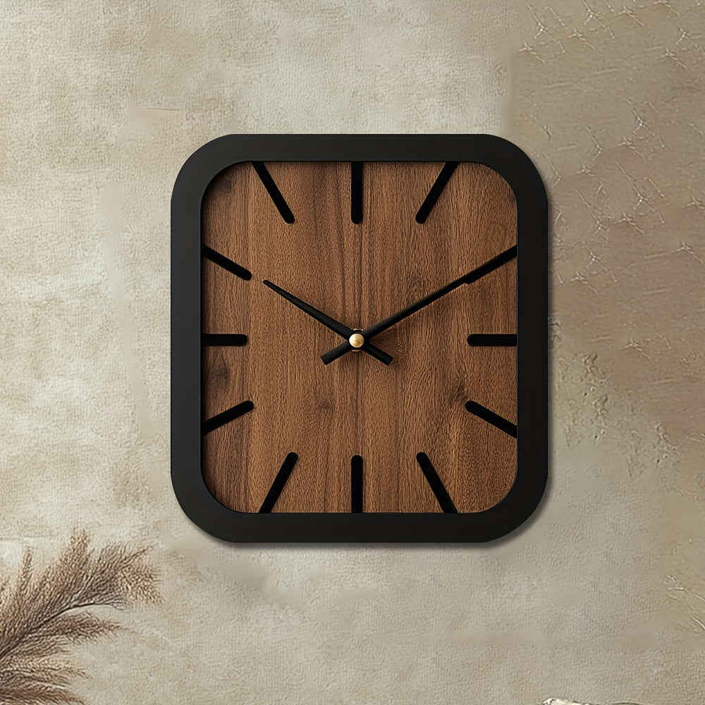 TimberCraft - Artisan Square Wooden Clock with Battery Operation