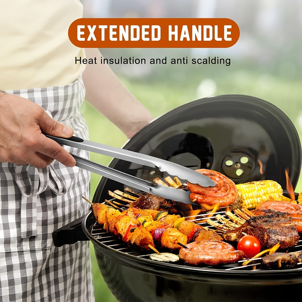 Stainless Steel Culinary Tongs with Silicone Grip & Locking Feature