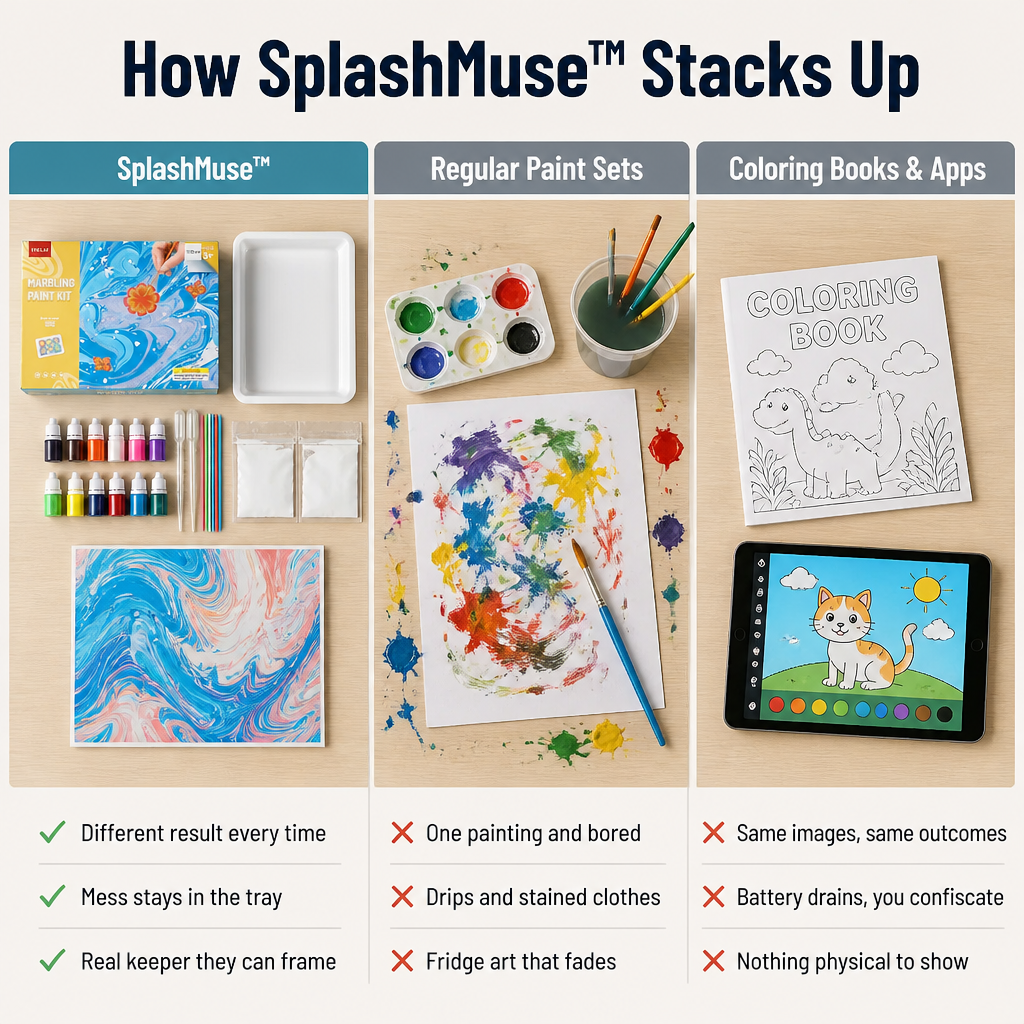 SplashMuse™ Marbling Paint Kit — Swirl, Lift & Display Genuine Marbled Prints Kids Create Themselves