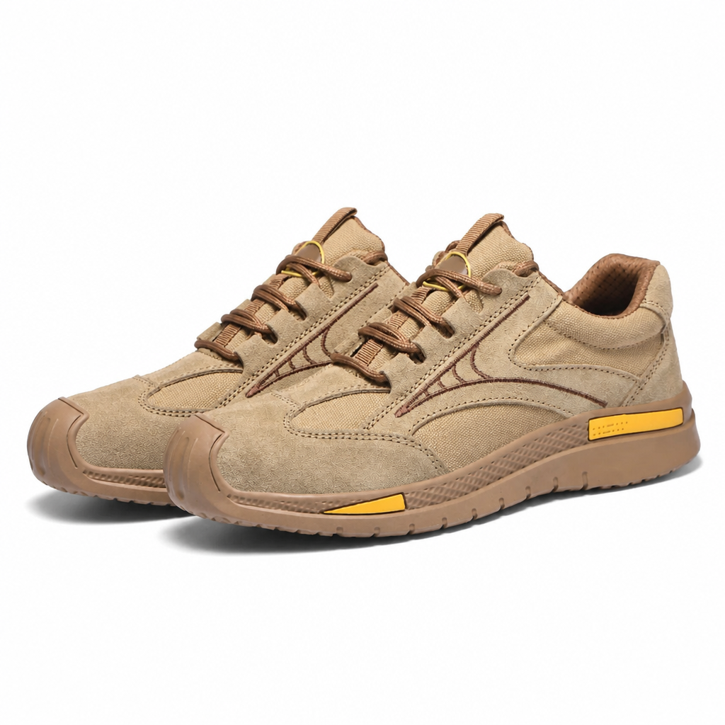 FortressStride™ – Ventilated Steel-Toe Work Shoes Featuring Kevlar Puncture-Resistant Midsole