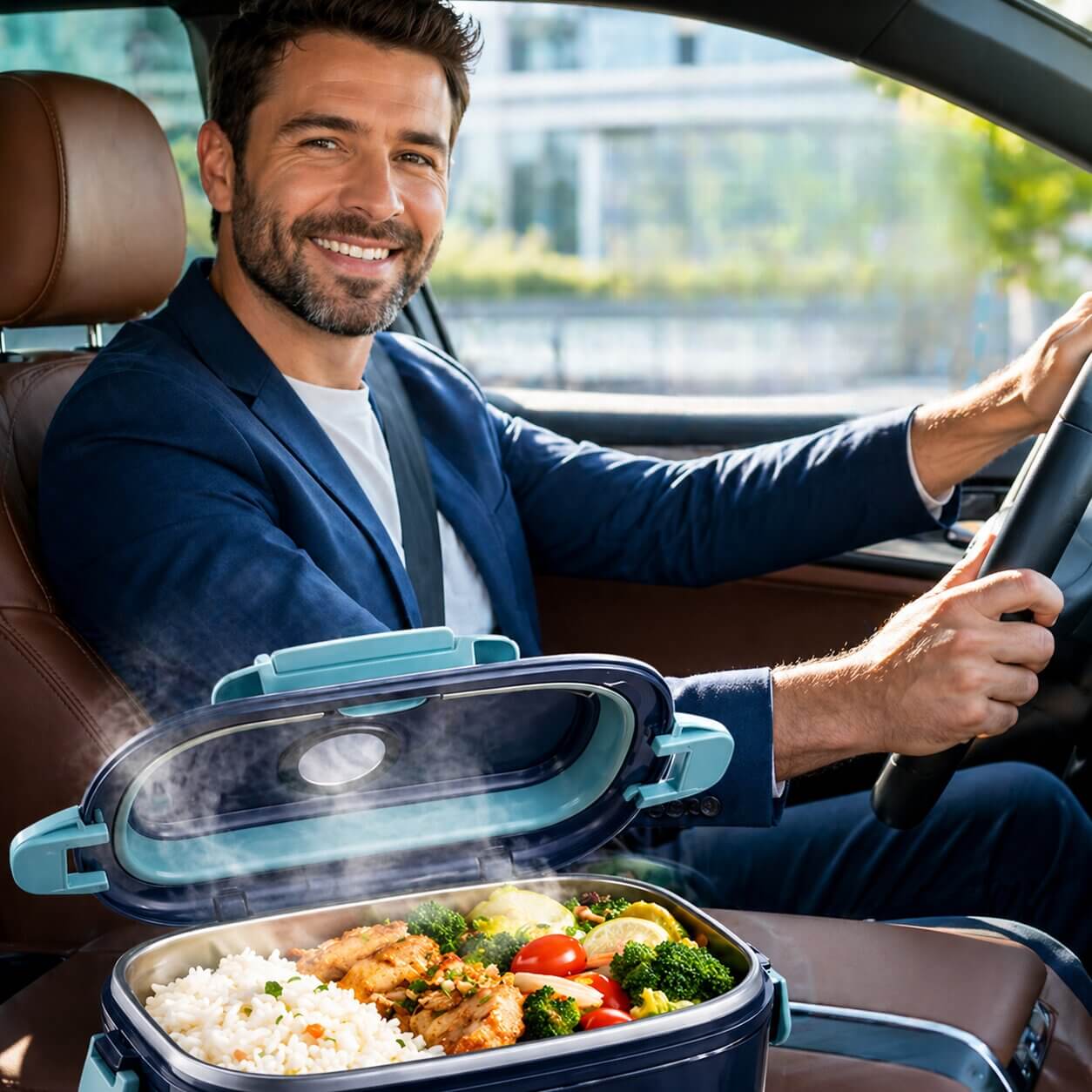 Portable Heated Lunch Container for On-the-Go Meals