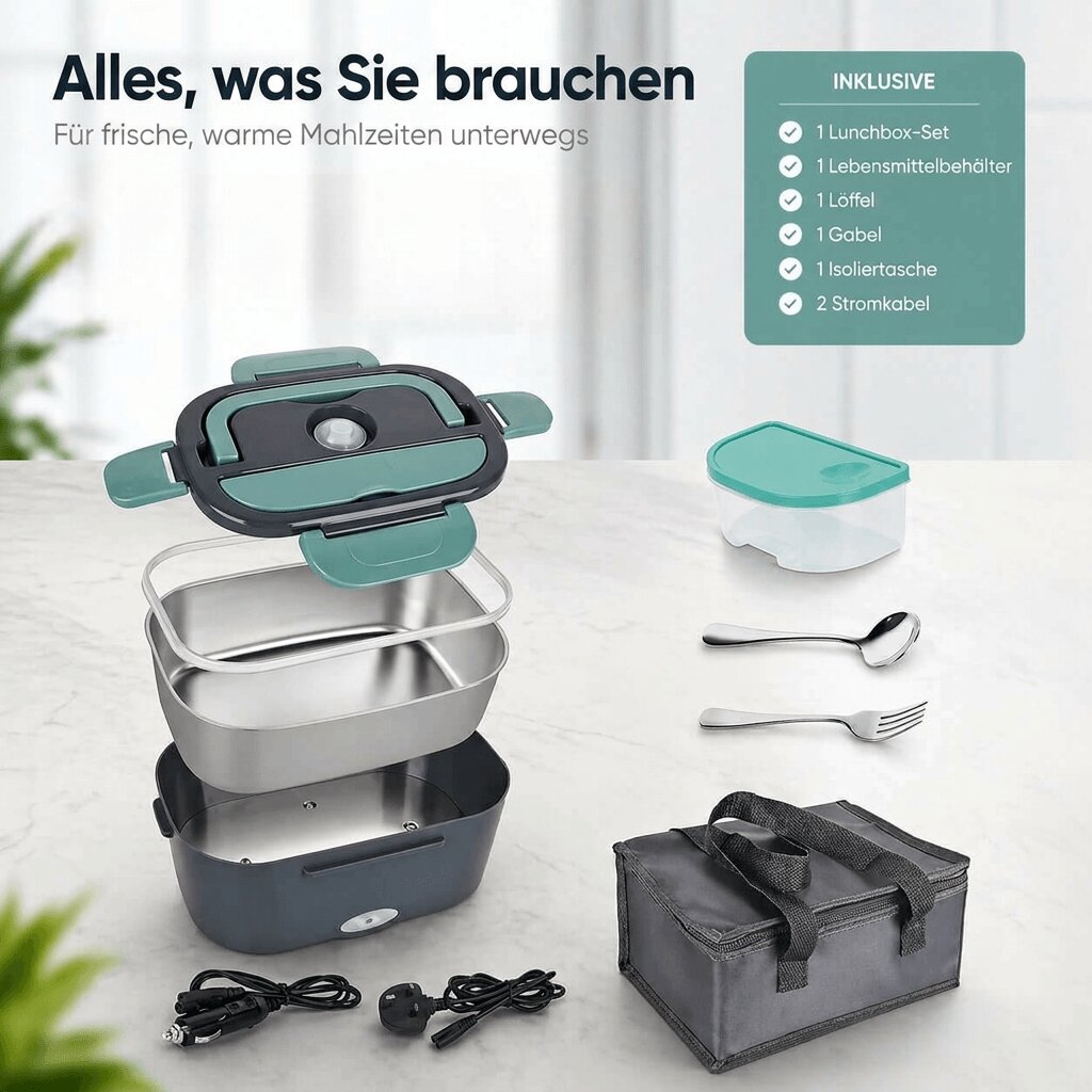 Portable Heated Lunch Container for On-the-Go Meals