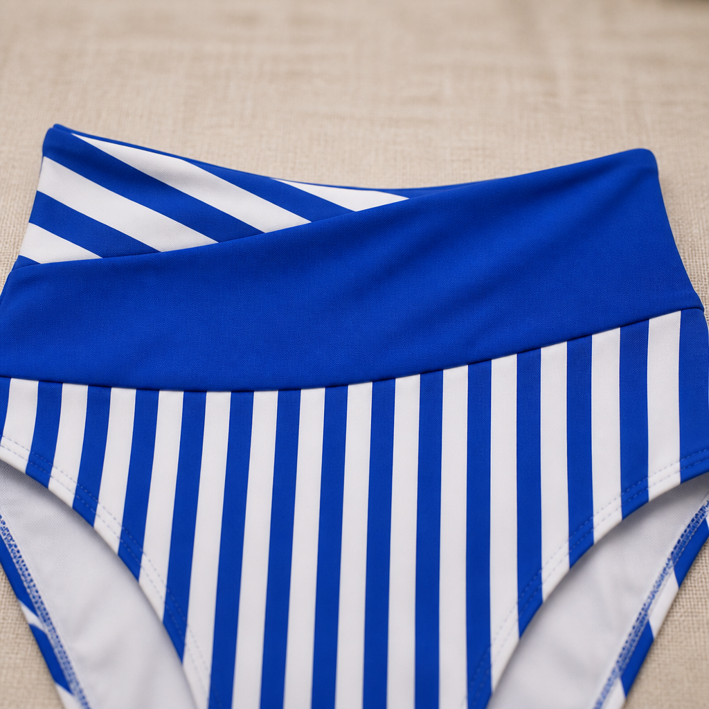 Striped Print Criss-Cross Bikini