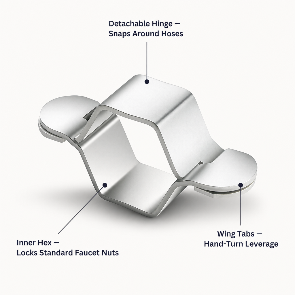PowerGrip™ — Spin Around Supply Lines, Twist Off Stuck Faucet Nuts Quick