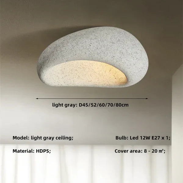 Wabi Sabi Ceiling Light – Soft Warm Radiance with Natural Stone Texture