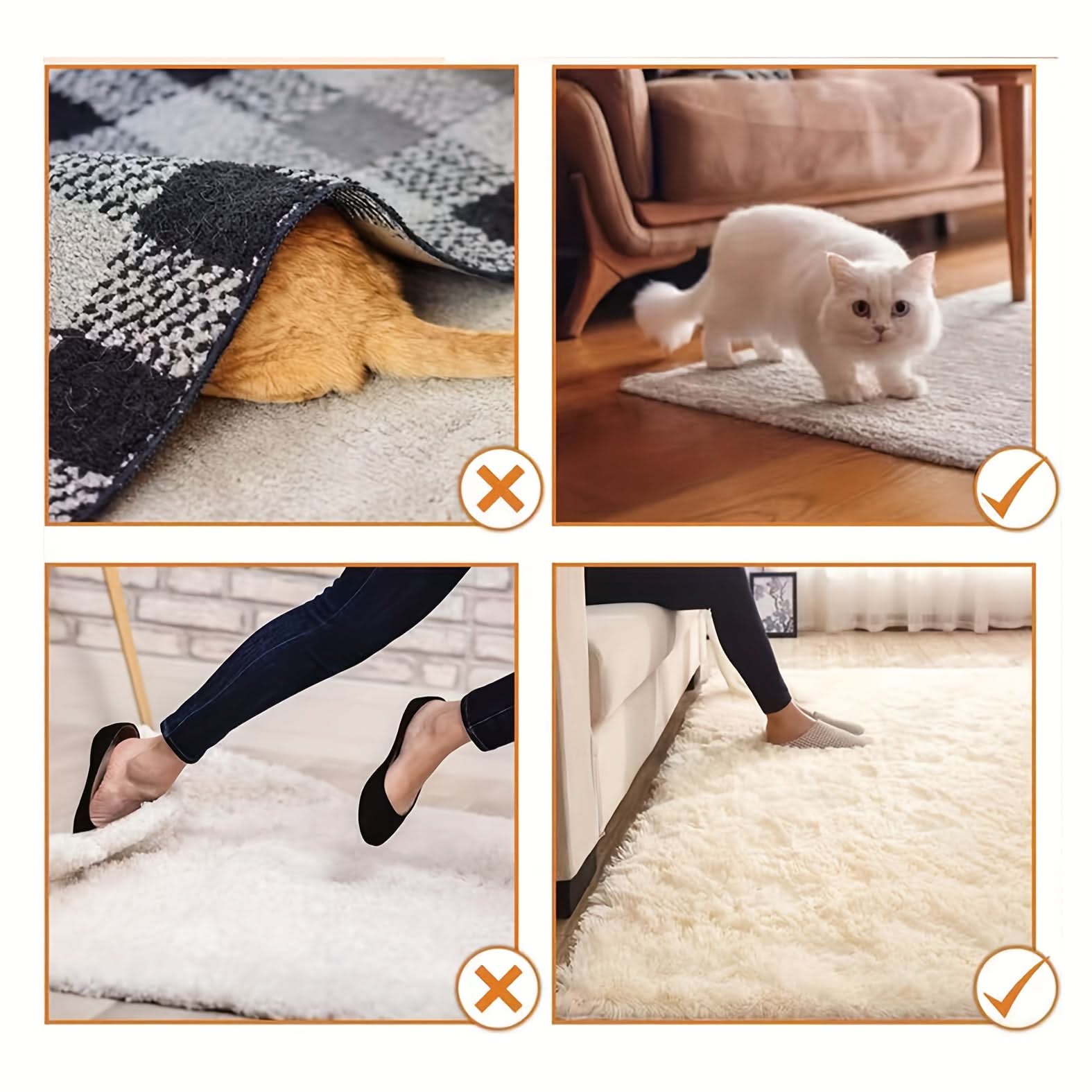 Non-Slip Carpet Adhesive Stickers – Reusable and Safe for Home or Office