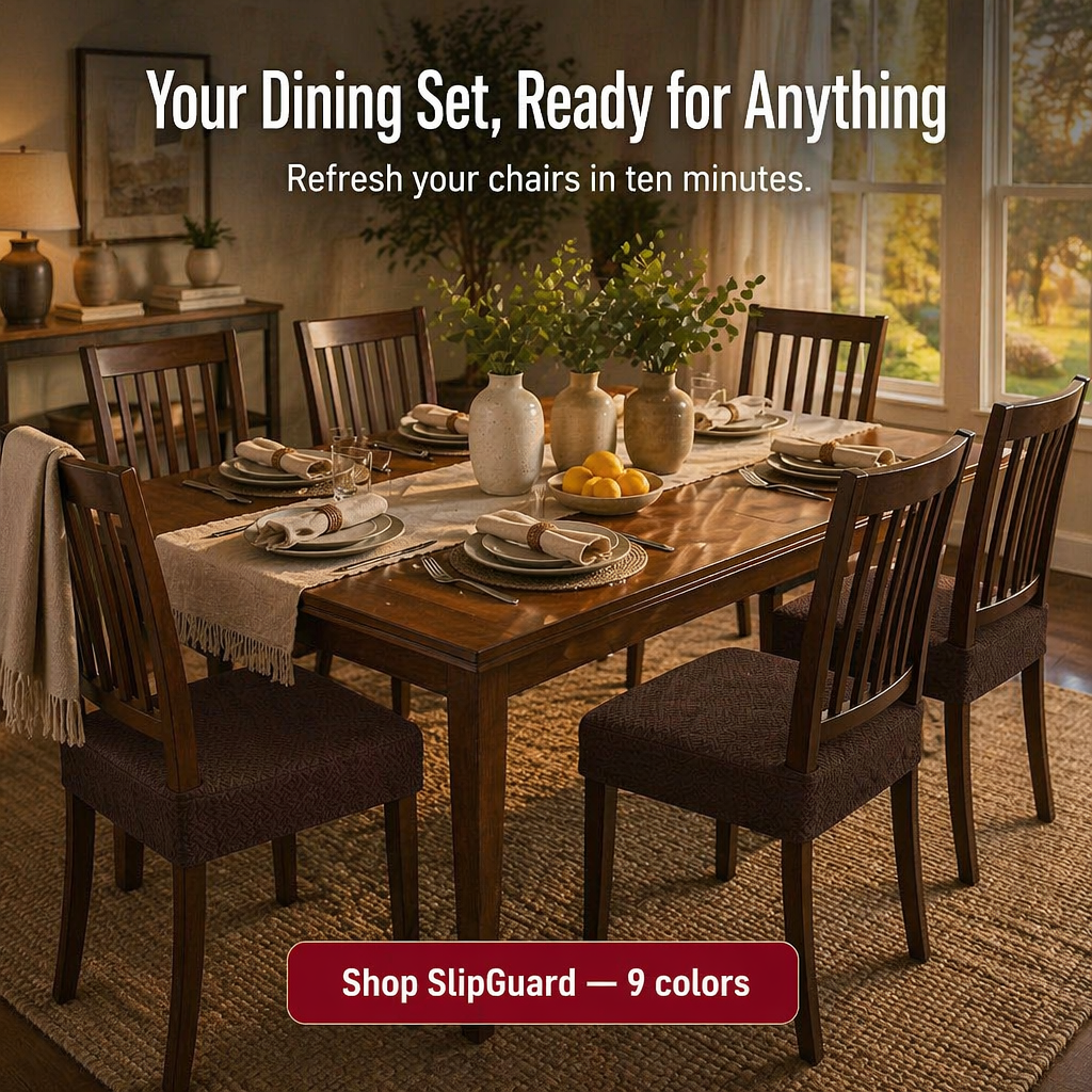 SlipGuard™ Jacquard Chair Covers — Protect Each Chair Against Spills, Stains & Sticky Fingers
