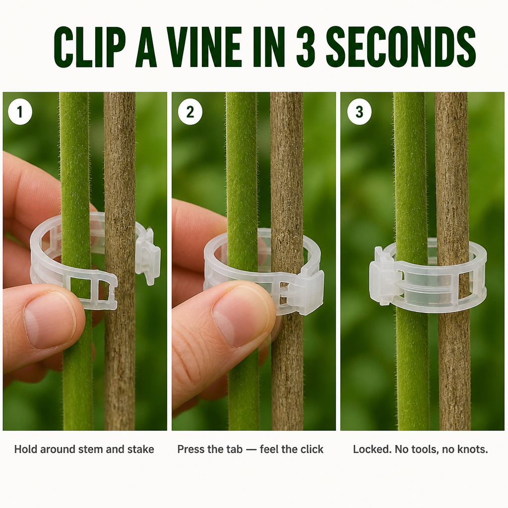 VineGuard™ Clips — Keep Your Vines Strong, Upright, and Unstoppable All Season Long