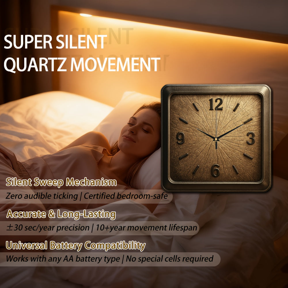 TimberTime – Elegant Natural Wood Square Wall Clock