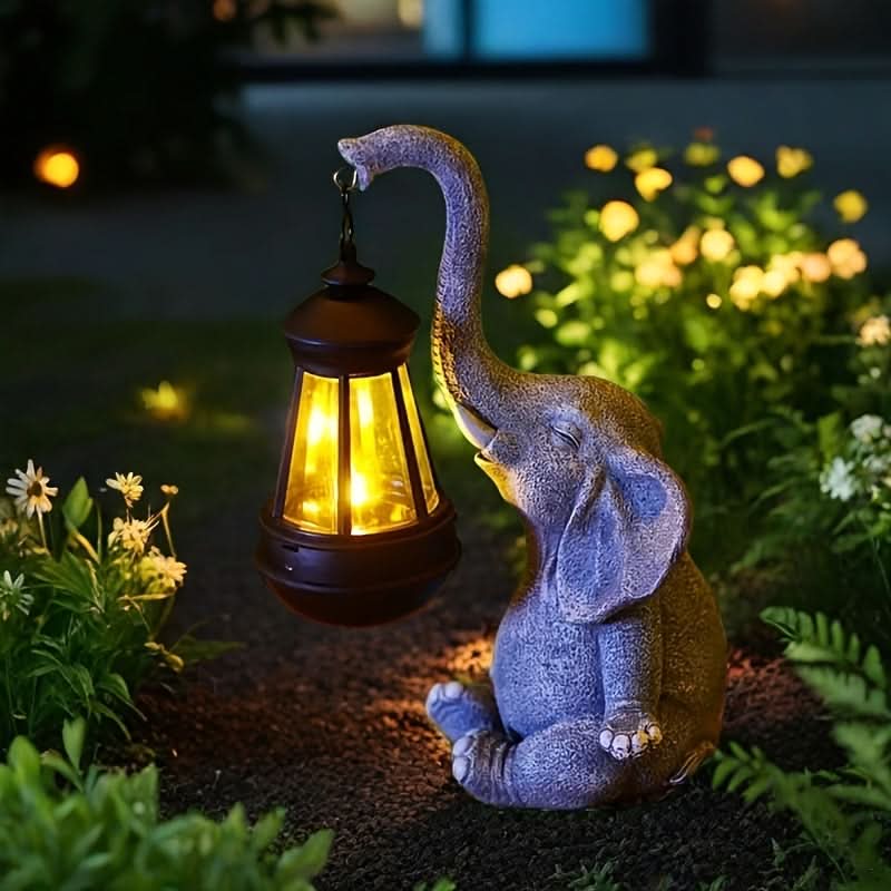 Solar Garden Lantern Light in Elephant Design