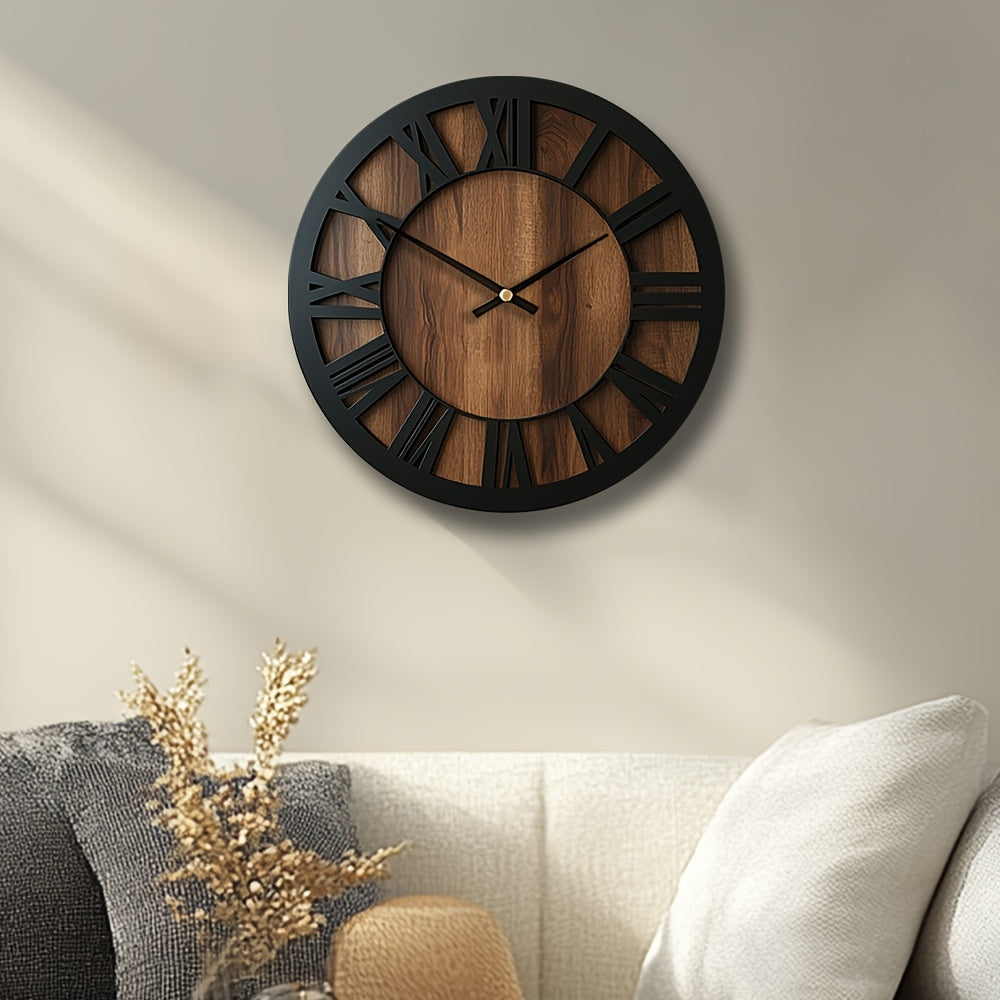 Timeless Elegance - Silent Wooden Vintage Wall Clock