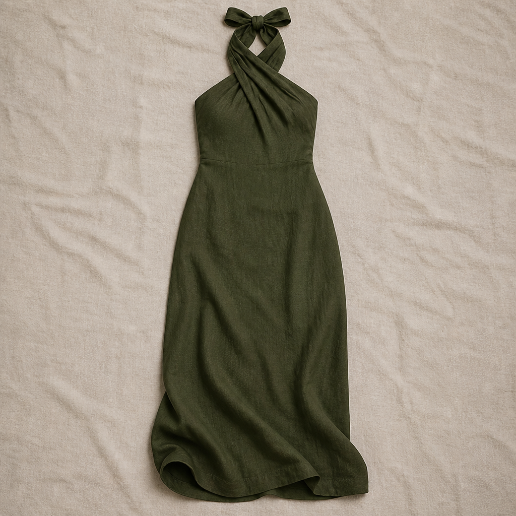 LioraEase™ – Flowy Linen Halter Maxi Summer Dress