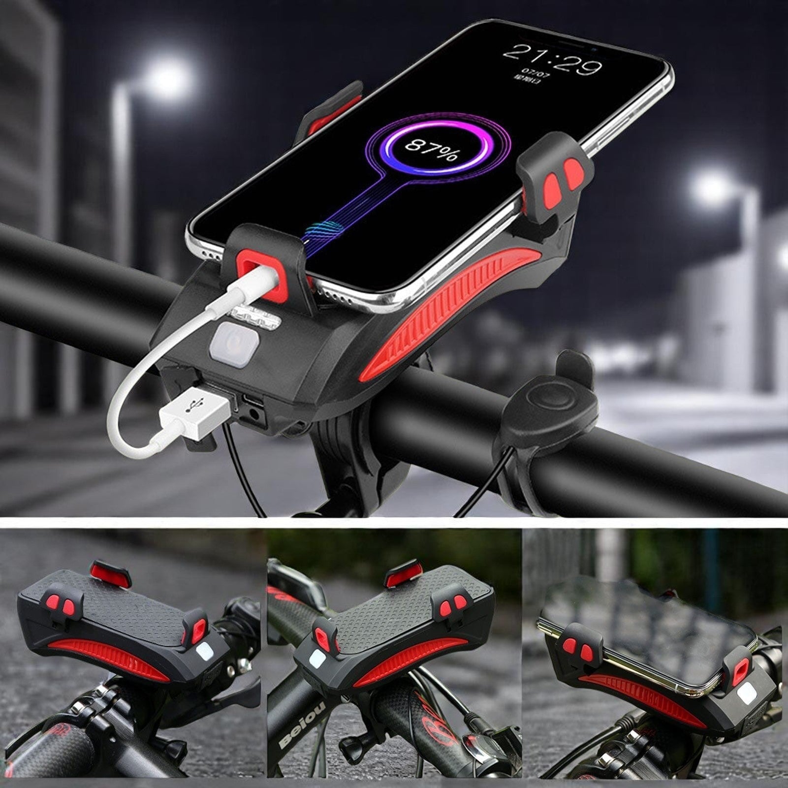 All-in-One Bike Light with Smartphone Holder & Charger