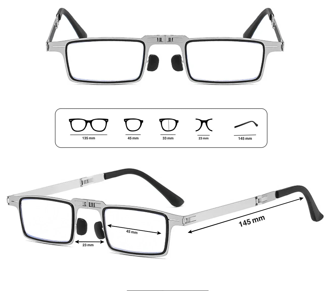 Compact Folding Reading Glasses with Blue Light Filter