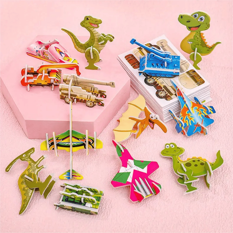 Educational 3D Puzzle Set – Cartoon Craft Activity for Kids