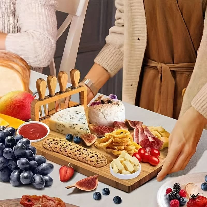 Bamboo Cheese Serving Board Set for Versatile Kitchen Use