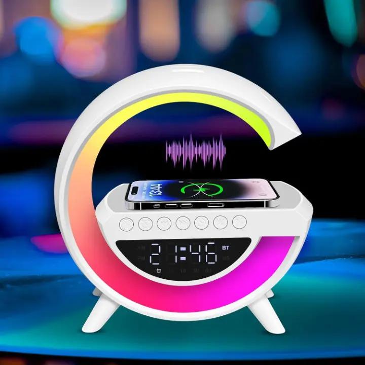 LED Clock Lamp with Alarm, Bluetooth Speaker & Wireless Charging Function