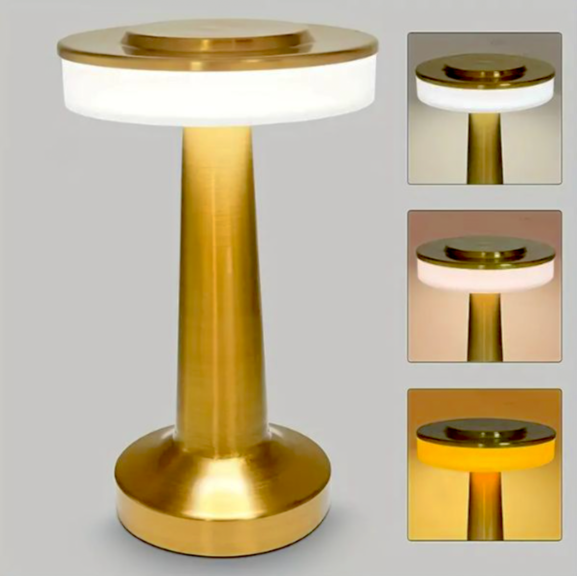 Wireless LED Battery Table Lamp LuxeLamp – Touch-Dimmable – Gold
