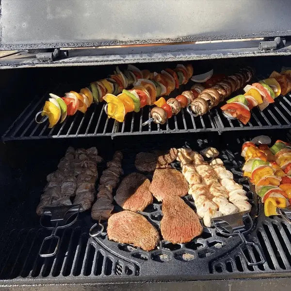 Stainless Steel BBQ Skewer | Dual-Tine Style | Slide Scraper for Simple Cleaning | SpießPro