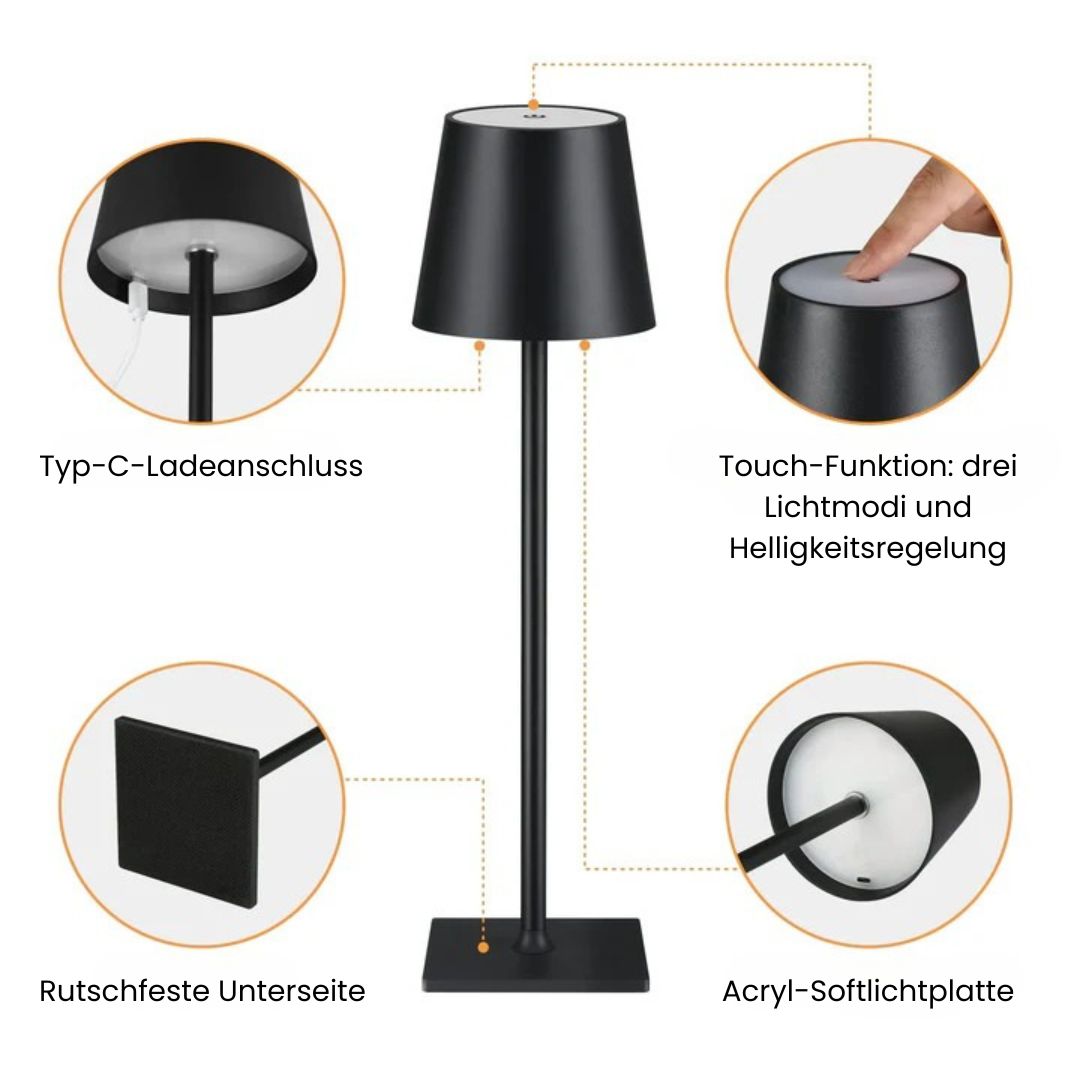 Wireless LED Desk Lamp with Touch Dimmer – Cordless, Clean Ambiance