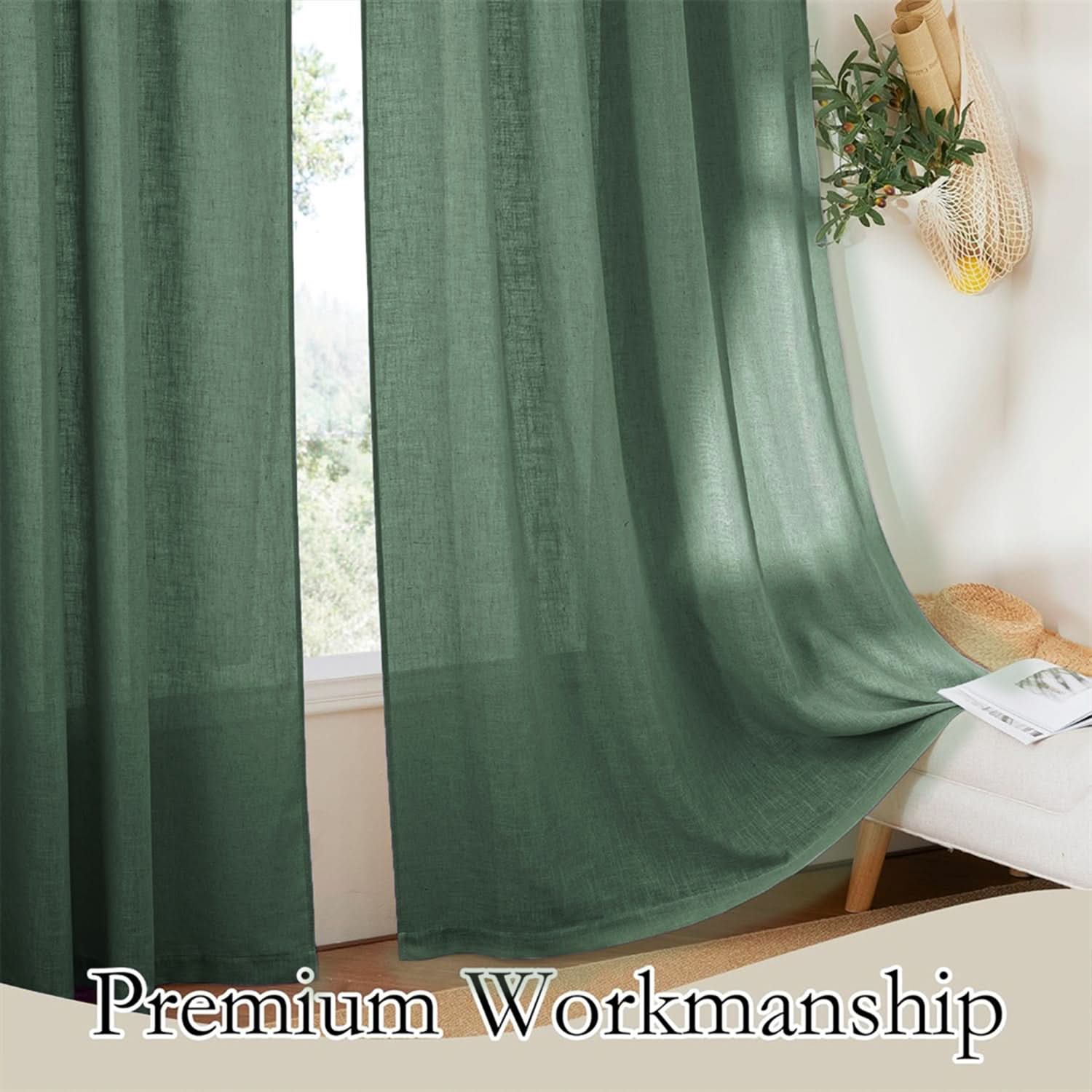 Flax Linen Sheer Curtains for Soft Light Filtering and Privacy
