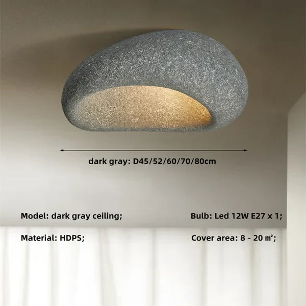 Wabi Sabi Ceiling Light – Soft Warm Radiance with Natural Stone Texture