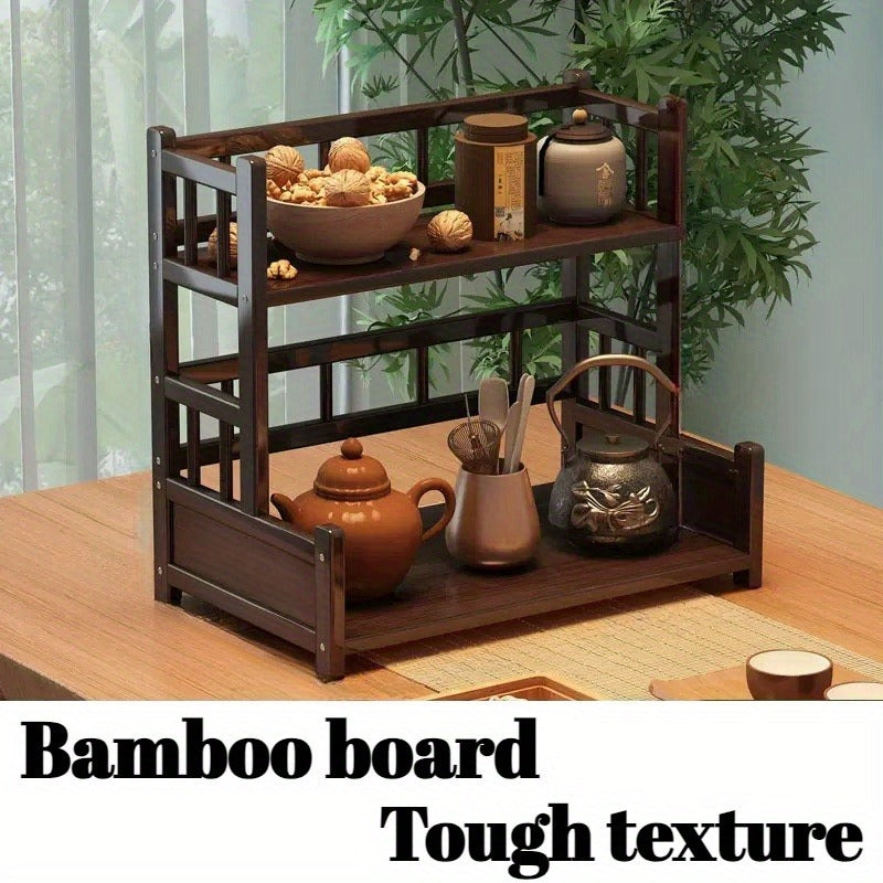 Chic Wooden Multi-Level Tea Station Organizer