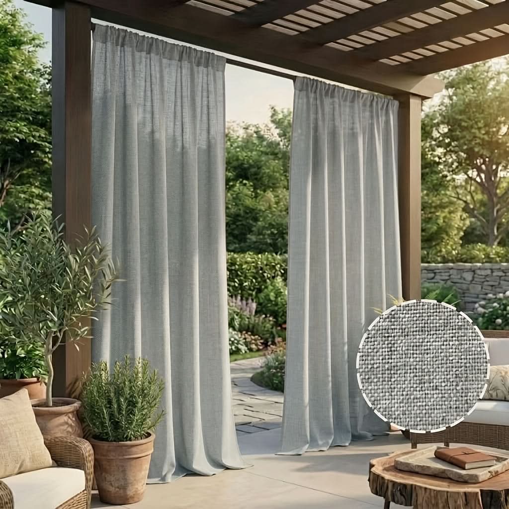 Bohemian Outdoor Drapes with Linen-Style Fabric