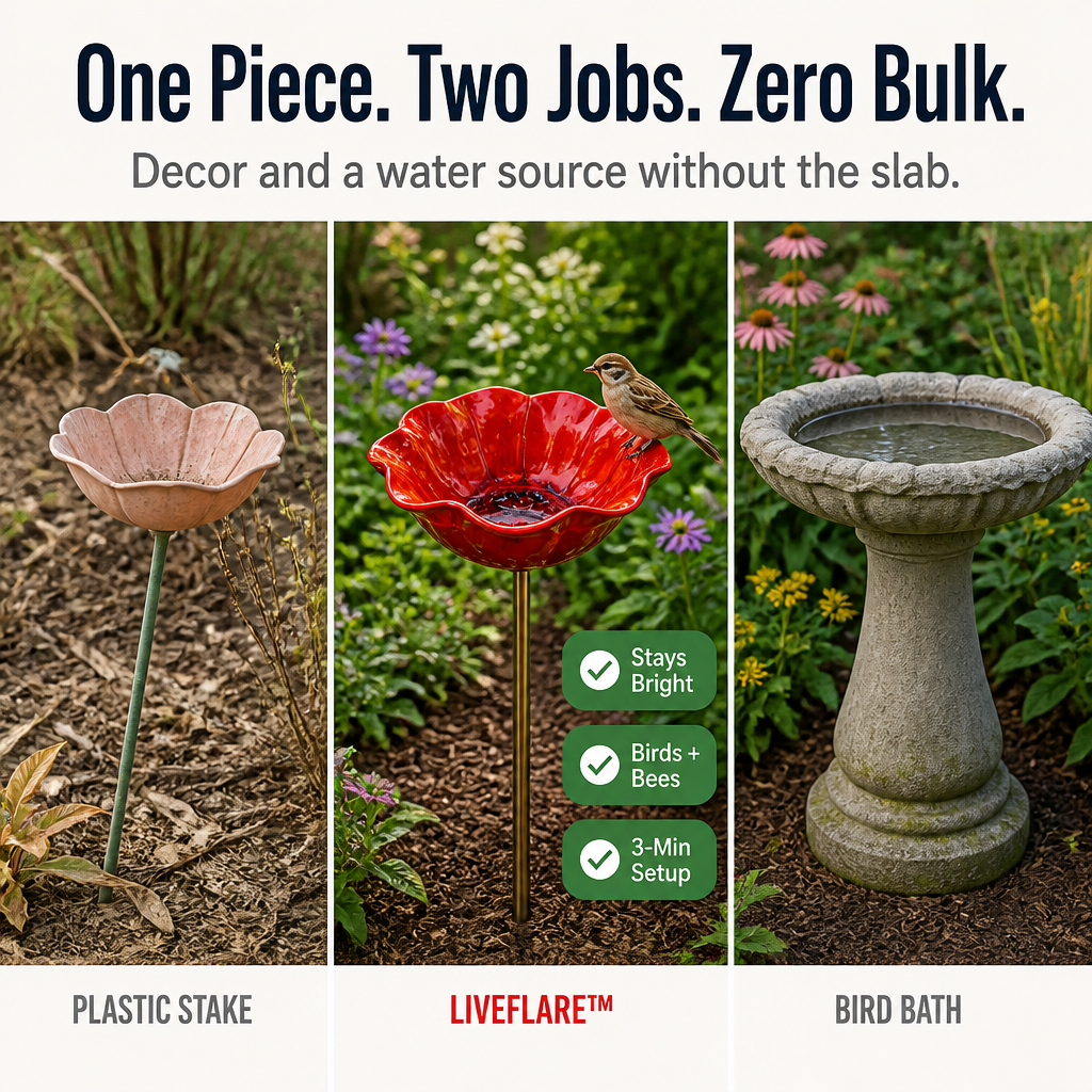 LiveFlare™ — Stake One Hand-Crafted Bloom Birds and Bees Come Alive